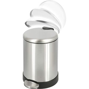 1.2 Gallon Round Stainless Steel Garbage <b>Bin</b> Soft Close <b>Lid</b> <b>with</b> Step Foot Pedal Metal Waste Basket Removable Inner Bucket - Product Image 3