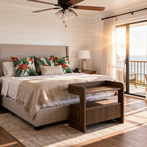 Table de chevet convertible traditionnelle en teck 100% fabriqué en Indonésie de haute qualité pour chambre à coucher, appartement, salon et salle à manger - Product Image 1