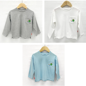 Camiseta OZKIZ Coreana para Niños, Transpirable, 100% Algodón, Tejida, Manga Larga, con Bolsillo, Bordada, para 2-6 Años, Venta al Por Mayor - Product Image 1