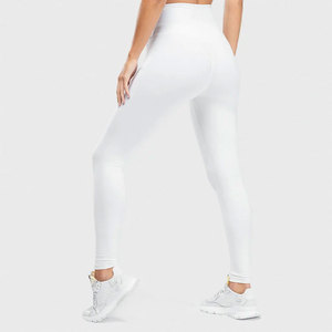 White Seamless Plus Size Yoga Set Racerback Crop <b>Top</b> High Waist Full Length Leggings Two Piece Spandex Polyester Anti-Wrinkle - Product Image 6