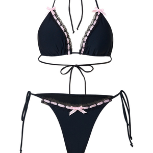 Nuevo Conjunto de Bikini Estampado con Cuello Halter para Mujer, Dos Piezas, Tanga, Transpirable, de Secado Rápido, Ecológico, Traje de Baño, Ropa de Playa - Product Image 2