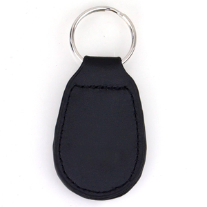 Porte-clés ovale en cuir durable avec plaque métallique ronde et anneau porte-clés - Product Image 6