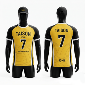 Unisex <b>Volleyball</b> Jersey 240 GSM Breathable Anti-Bacterial Polyester Fabric Blue Black Side Panel Design Short Sleeve Heat - Product Image 2