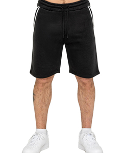 2026 Heavyweight Men's <b>Black</b> Cotton Bermuda Shorts With White Side Stripe Drawstring Closure Casual Mid Waist Sweat Shorts 220 g - Product Image 4