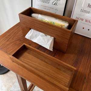 Handmade <b>Teak</b> Wood Tissue Box Cover with Organizer Tray - Product Image 6