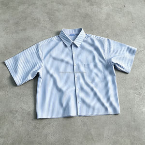 Camisa de Hombre de Verano, Transpirable, Tejida, 160g, Poliéster/Algodón Satinado, Lisa, Casual, Antiarrugas, Teñida, con un Solo Botón y Cuello Clásico - Product Image 2