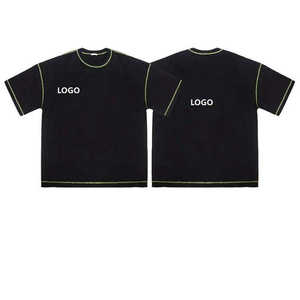 T-shirt imprimé pour homme 220 g/m² en coton 100 %, coupe ample avec épaules tombantes et surpiqûres contrastées inversées - Product Image 3