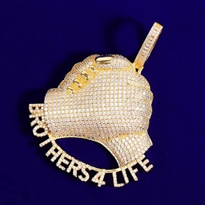 จี้เพื่อนซี้ฮิปฮอปชุบเงินประดับเพชรโมอิสซาไนต์ VVS Iced Out Brothers 4 Life สำหรับผู้ชายในงานปาร์ตี้ - Product Image 6