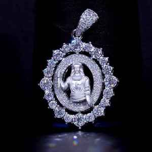Pendentif Christ en argent 925 plaqué rhodium, diamant taille brillant rond, breloque religieuse, bijoux fins unisexes - Product Image 1