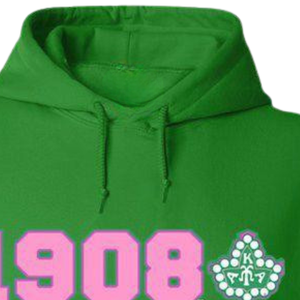 Sudadera con Capucha AKA 1908 Ivy, Sudadera de Forro Polar Premium, Ropa Personalizada para Hermandades Griegas, Color Verde Kelly y Rosa para Mujer - Product Image 6