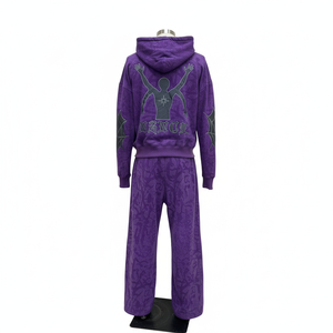 Conjunto de Sudadera con Capucha y Pantalones Deportivos de Alta Calidad, 600 Gsm, Estampados, Estilo Urbano, Felpa Gruesa de Algodón, para Hombre - Product Image 2