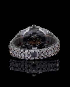 Montre Personnalisée en Quartz et Diamant Moissanite VVS pour Homme, Boîtier en Acier Inoxydable Style Hip Hop, Fonction Date, Résistante à l'Eau 3 BAR - Product Image 5