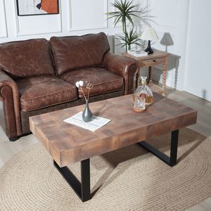 Tavolino da Caffè in Legno Rustico Industriale Fatto a Mano 47.2*23.5x18" Tavolo in Legno Unico e Elegante - Product Image 1