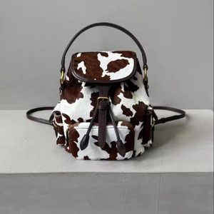 High-Volume Vintage Anti-Theft Genuine <b>Leather</b> Hair-on-Hide Fur Backpack Western Travel <b>Bag</b> Wholesale LHBP-0225 - Product Image 1