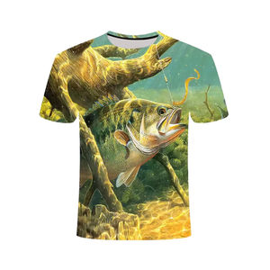 T-shirts de sport pour hommes 100 % polyester à sublimation, séchage rapide, imprimé pêche, manches courtes, avec tissu de 180 grammes - Product Image 1
