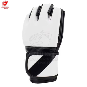 ถุงมือ MMA แบบเปิดนิ้วครึ่งนิ้ว หนังแท้ สำหรับฝึกซ้อมมวย 16 ออนซ์ สายรัดข้อมือแบบ Hook and Loop สำหรับฝึกซ้อม - Product Image 2