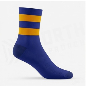 Blue Crew <b>Socks</b> With Yellow Stripes <b>Breathable</b> Knitted Casual <b>Socks</b> For Adults - Product Image 3