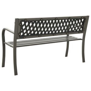 Banco de Jardín de Acero Resistente con Recubrimiento en Polvo Gris, Muebles de Patio con Estilo y Plástico - Product Image 4