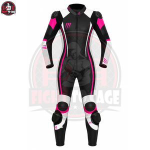 Combinaisons de course moto en cuir de vachette véritable de qualité supérieure, avec étiquette privée, produit tendance best-seller, noir, blanc, rose - Product Image 2