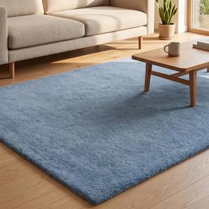 Tapis d'intérieur en laine bleu ciel uni, tufté à la main, antidérapant, moelleux et doux pour salon, chambre, entrée et décoration moderne de la maison - Product Image 2