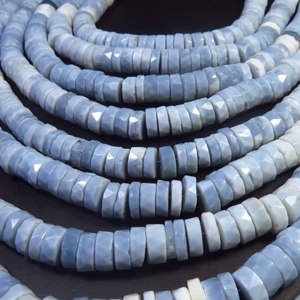 Hermosas Cuentas de Ópalo Azul Natural de 7.5 mm, Cuentas de Ópalo en Forma de Neumático Heishi, Hilo de 16 Pulgadas, Perforadas en el Centro, Facetadas - Product Image 1