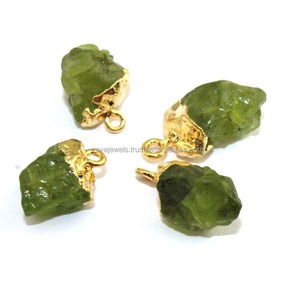 คอลเลกชัน August birthstone ravishing ข้อต่อขนาดเล็กหยาบ Peridot ทองเหลืองชุบทองขั้วต่อวงเดียว - Product Image 3