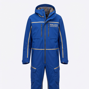 Combinaison de ski pour homme, personnalisée avec logo, imperméable, coupe-vent, isolée, à capuche, en polyester/nylon, vêtements de sport d'hiver - Product Image 1