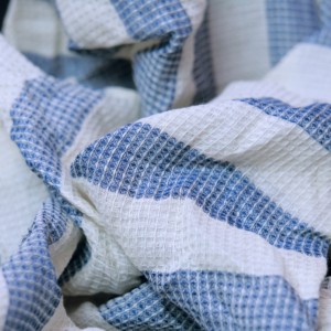 Factory Wholesale Eco-Friendly 100% Organic Handloom Woven Khadi Cotton <b>Fabric</b> Stripe Breathable 150GSM <b>Medium</b> Weight <b>Fabric</b> - Product Image 2