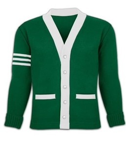 Cardigan à col en V pour homme avec logo personnalisé, bordure blanche, manches longues, fermeture boutonnée, tricot en coton, vêtement décontracté - Product Image 1