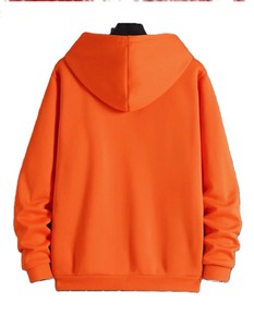 Sudadera con Capucha Roja para Hombre, Cierre de Cremallera, Corte Regular, Color Sólido, Informal, de Algodón French Terry, Manga Larga, para Invierno, con Bolsillo Digital - Product Image 4