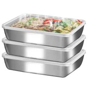 Boîte à bento isotherme en acier inoxydable à 3 compartiments, grande capacité, compatible lave-vaisselle, écologique, pour l'école et le bureau - Product Image 5