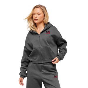 <b>Women's</b> Purple Zip Up Hoodie <b>Jogger</b> Set Cropped Hoodie Sweatpants Two Piece Streetwear Lounge <b>Outfit</b> - Product Image 6