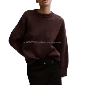 Wholesale <b>Men's</b> Acrylic Blend Plane Knit Sweater O-Neck Long Sleeve Pullover <b>Jumper</b> Charcoal <b>Brown</b> Quick Dry Breathable Winter - Product Image 4