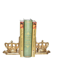 Juego de 2 sujetalibros ornamentados para el hogar, soportes decorativos para libros de hierro y aluminio, decoración vintage para estanterías de oficina en casa, acabado en bronce antiguo - Product Image 2