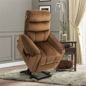 Brown Velvet Power Lift Recliner Chair with Vibration Massage & Remote Control Premium Comfortable Recliners - Product Image 5