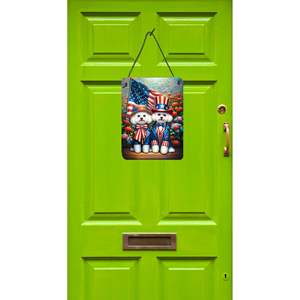All American Bichon Frise Wall Door Hanging Prints Letrero de metal de aluminio para cocina Decoración para el hogar Placa de puerta delantera 12x16 Multicolor - Product Image 2