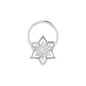 AJRETAIL แหวนจมูกทองคำ 14K ทรงกลมเจียระไนแบบบริลเลียนต์ 0.06 กะรัต เพชรธรรมชาติ ลายดอกไม้ สไตล์ชาติพันธุ์ เครื่องประดับร่างกายสำหรับผู้หญิง - Product Image 3