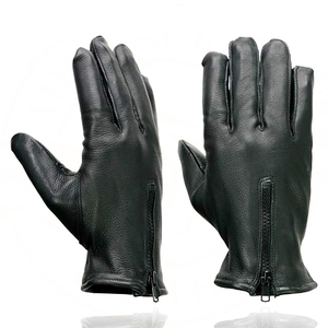 Samroz Sports Men's Black Cowhide Leather Gauntlet Motorcycle Hand <b>Gloves</b> - Product Image 4