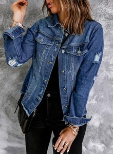Veste en jean classique pour femme, en coton doux, style décontracté vintage, fermeture boutonnée, streetwear tendance, confort premium au quotidien - Product Image 3