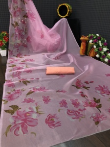 Tissu Oxford en Soie Pure 100 GSM Écologique à Motif Floral Léger Non Tissé pour la Confection de Vêtements et la Couture - Product Image 2