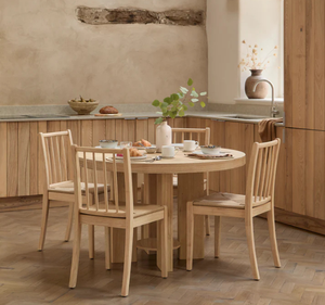 Juego de Mesa de Comedor Redonda Moderna de Madera de Mindi Sólida con Sillas de Madera Minimalistas para Comedor, Hogar, Villa, Restaurante y Hotel - Product Image 1