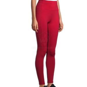 <b>Women</b> High Waist Full Length <b>Leggings</b> Solid <b>Red</b> Knitted Stretchy Seamless Fitness Wear All Seasons Basic Style - Product Image 5
