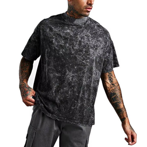 Camisetas de hombre con lavado ácido, 100% algodón, ligeras, de secado rápido, con logo personalizado, estilo streetwear, cuello redondo, gran venta. - Product Image 2