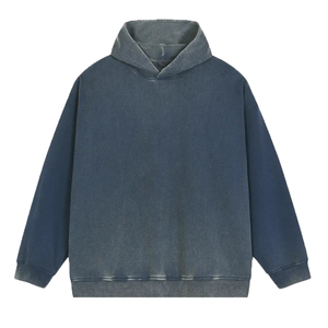 Sweat-shirts pour hommes, style vintage, en denim délavé, avec fermetures éclair, pour streetwear - Product Image 1
