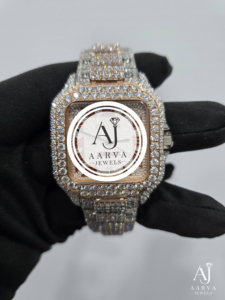 AARVA JEWELS นาฬิกาควอทซ์ทรงสี่เหลี่ยมหรูหราสแตนเลสสตีลประดับเพชรหน้าปัดอนาล็อก 38 มม.20 มม. สายนาฬิกาแฟชั่นสำหรับทุกเพศ - Product Image 1