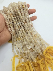 ลูกปัดควอตซ์รูไทล์สีทองธรรมชาติทรงรอนเดลล์ขนาด 8 มม. ความยาว 16 นิ้ว สำหรับทำเครื่องประดับควอตซ์รูไทล์สีทอง ขายส่งจากผู้ผลิต - Product Image 2