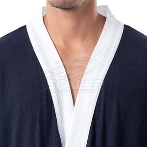 Peignoir classique en polaire pour homme, 100% coton, séchage rapide, manches longues, pour la maison, l'hôtel, le spa, la douche, la piscine et après le bain, avec ceinture. - Product Image 5