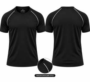 Men's Short Sleeve Raglan shoulder Quick Dry Sporty T-<b>Shirt</b> with <b>white</b> piping O-Neck <b>Slim</b> <b>Fit</b> Knitted Polyester Athletic Wear - Product Image 3