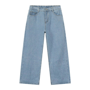 Custom 100% Cotton Straight Fit Baggy Washed Jeans Vintage Strip Denim Pants for Men Streetwear Style Solid Black <b>Trousers</b> - Product Image 6