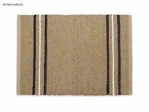 Tapis de sol en jute rayé fait main, antidérapant, écologique, design moderne pour la maison et l'extérieur - Product Image 4